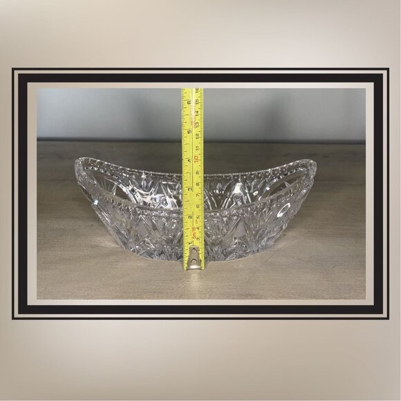 Vintage Pinwheel Crystal Cut Oval Boat Shaped Bowl - Picture 4 of 8